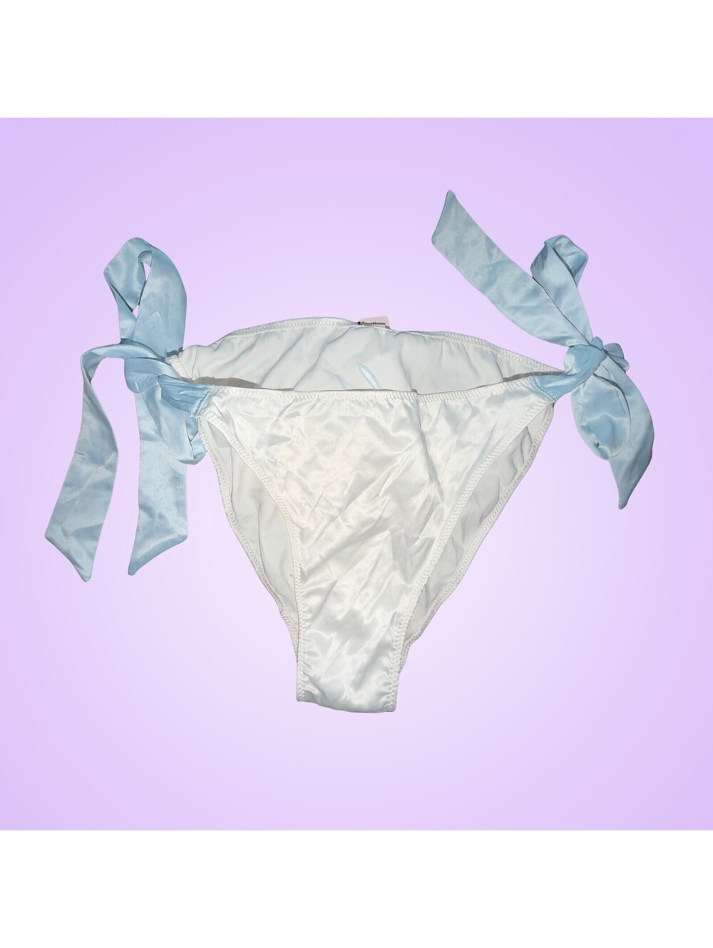 New Medium Victoria's Secret I Do Bridal Panties Blue Satin Bows Wedding